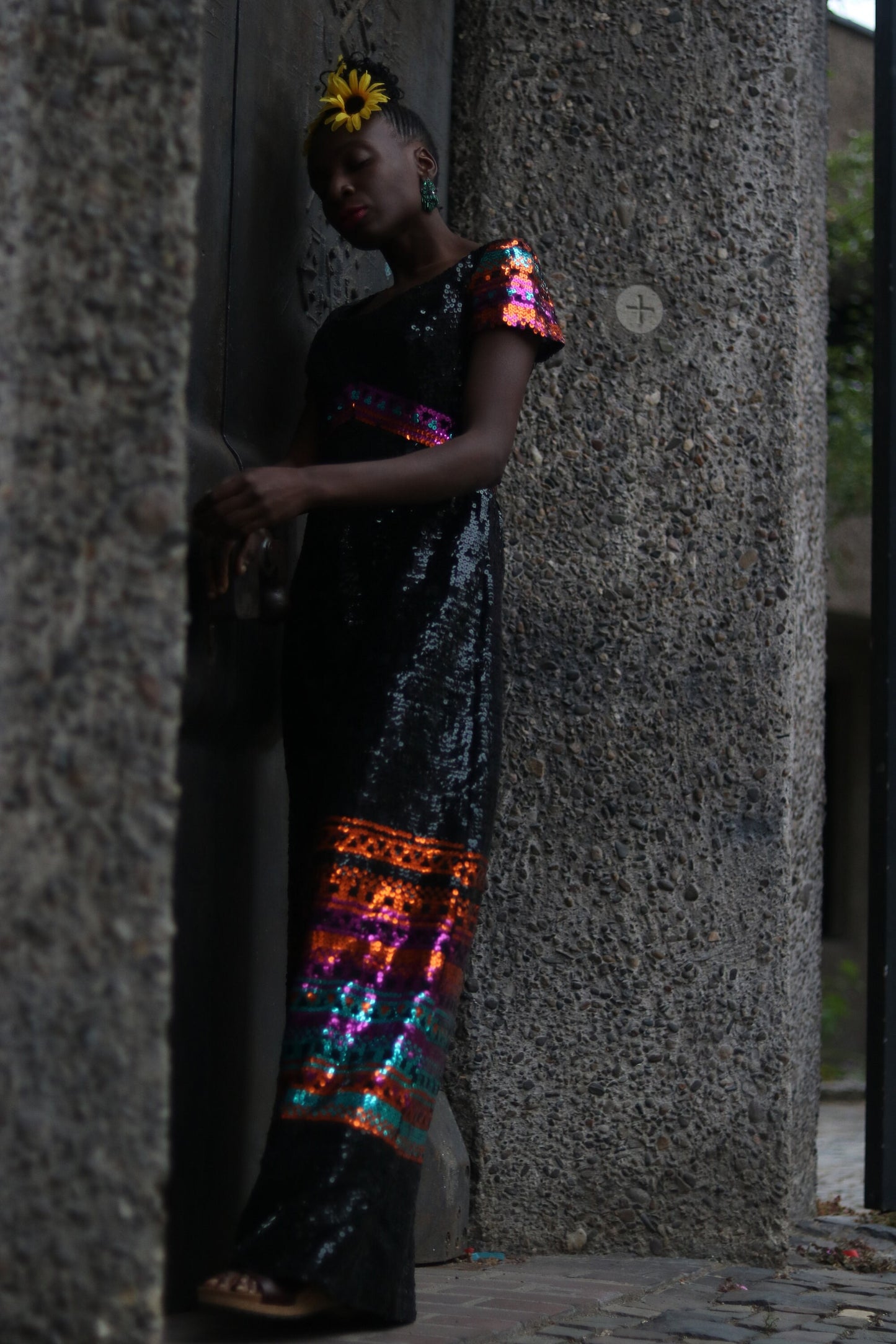 Vintage Verushka Sequinned Maxi Dress from the 80s size small to xs glamorous NYE dress