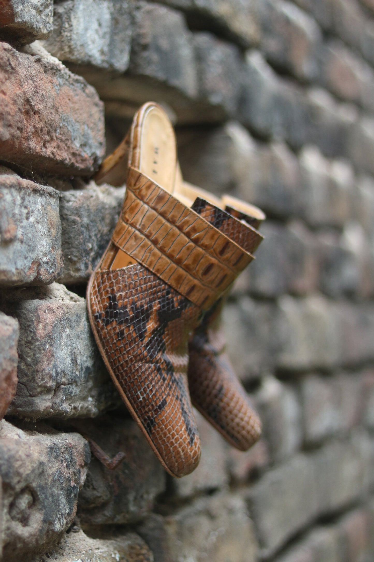 Vintage 90s Walter Steiger Faux Python Mules Size 37 Slip in Glamorous shoes