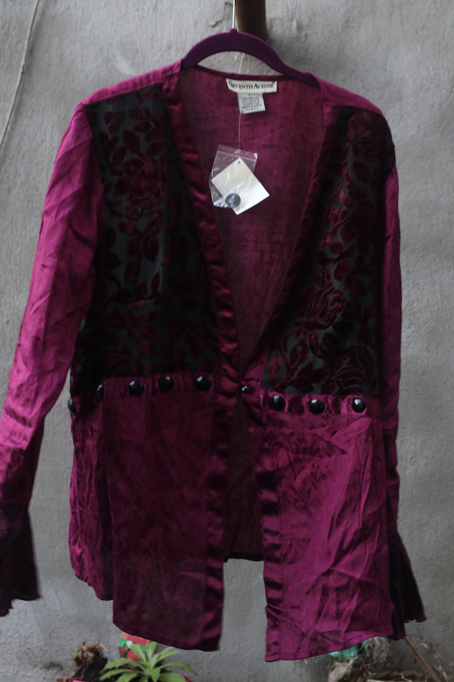 Gothic inspired red blouse| Vintage 90s Seventh Avenue Embellished Top Made in India