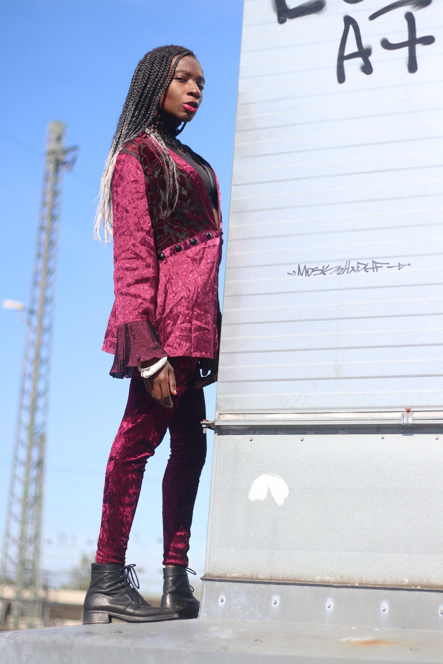Gothic inspired red blouse| Vintage 90s Seventh Avenue Embellished Top Made in India