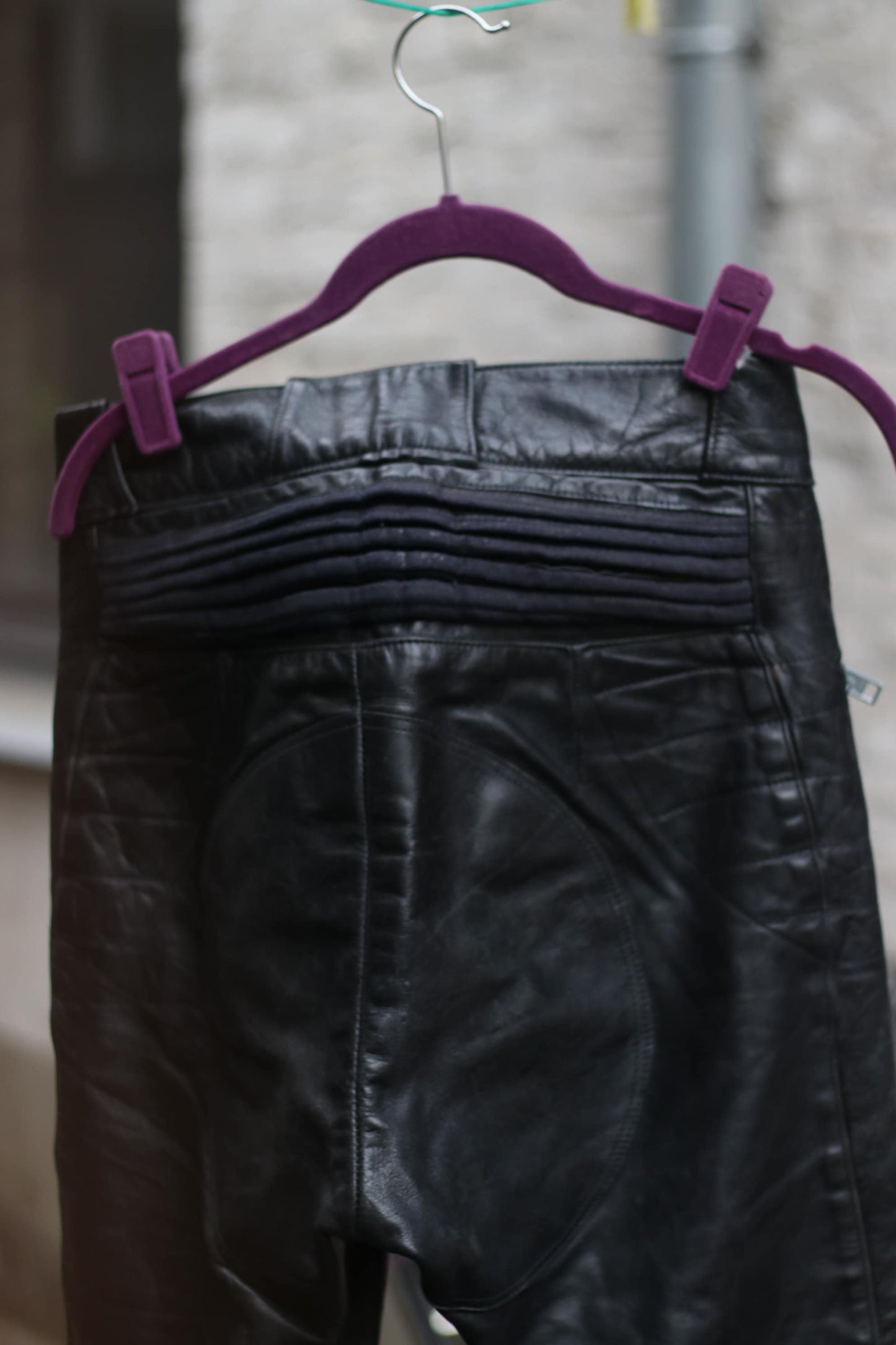 Vintage 90s Black Leather Biker Trousers with Zipper Details Size small to medium