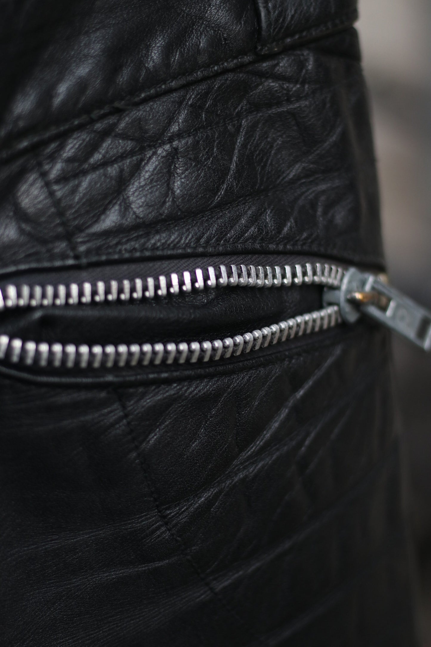 Vintage 90s Black Leather Biker Trousers with Zipper Details Size small to medium