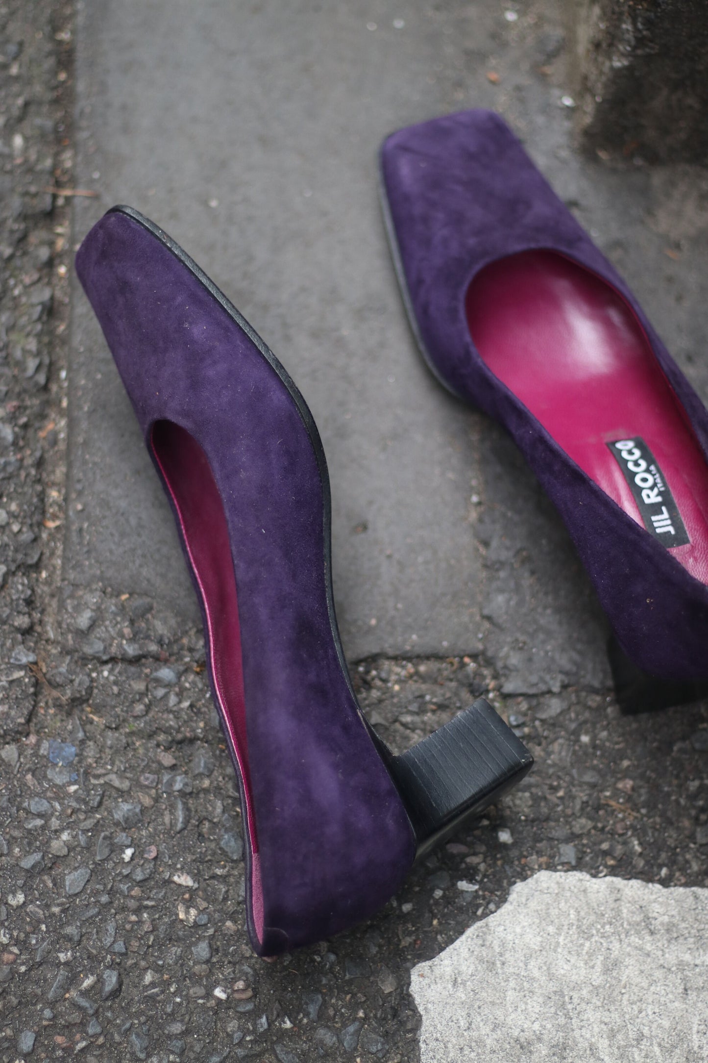 Vintage Jil Rocco Purple Suede Heels with Red Sole Size 37 EU SIze