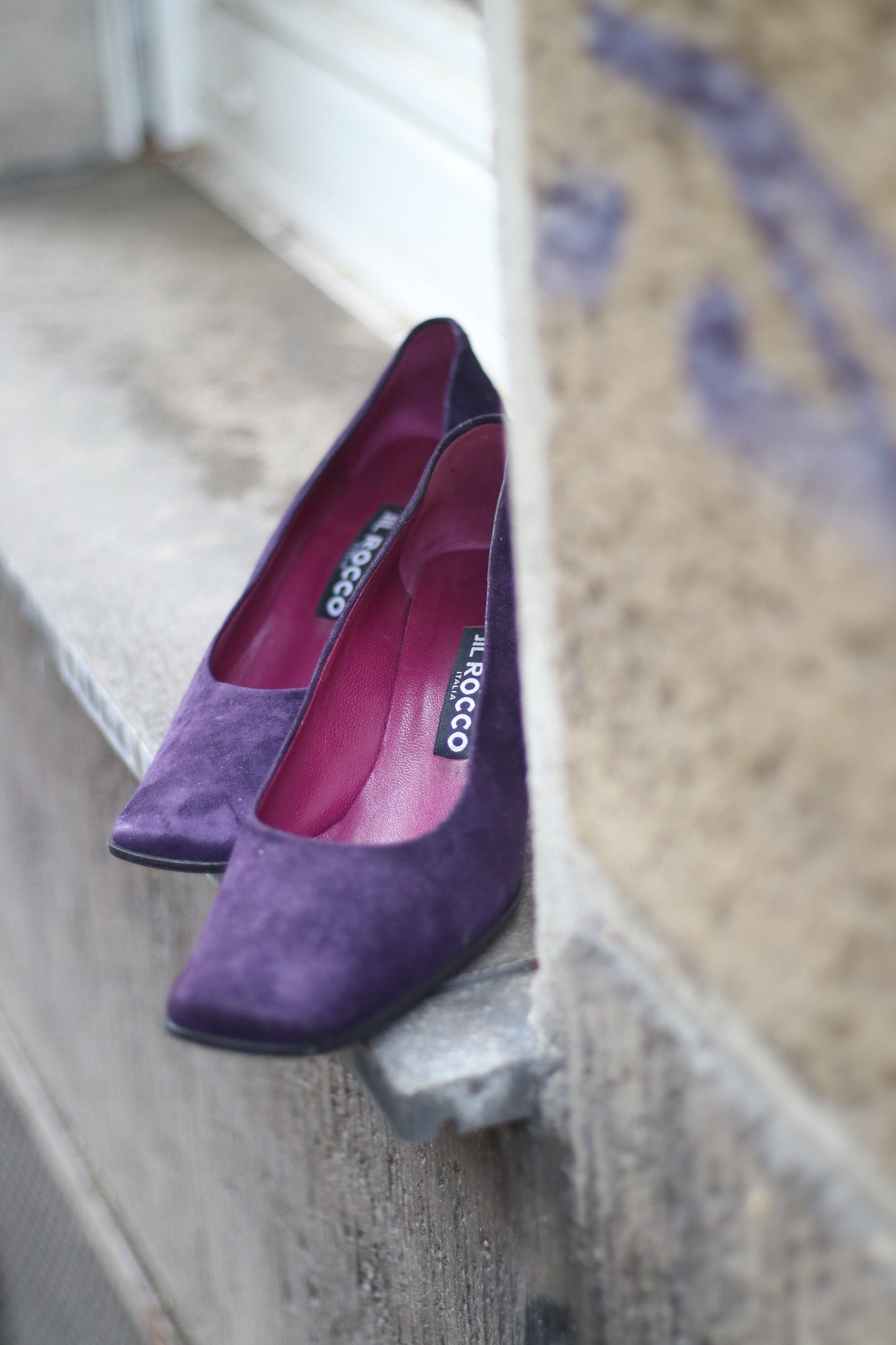 Vintage Jil Rocco Purple Suede Heels with Red Sole Size 37 EU SIze