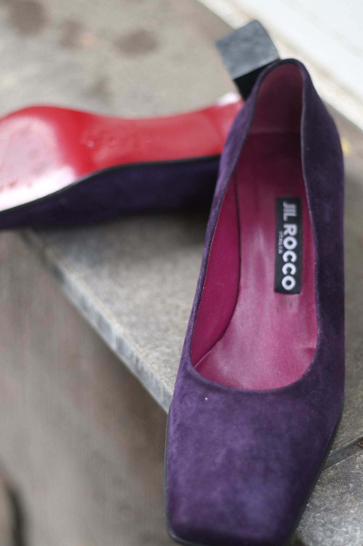 Vintage Jil Rocco Purple Suede Heels with Red Sole Size 37 EU SIze