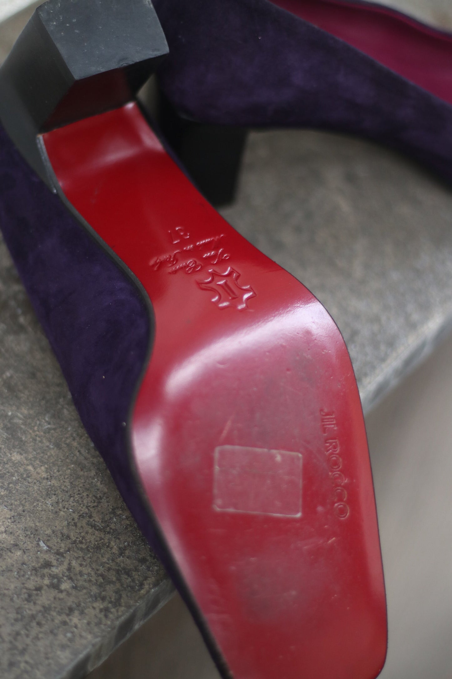 Vintage Jil Rocco Purple Suede Heels with Red Sole Size 37 EU SIze