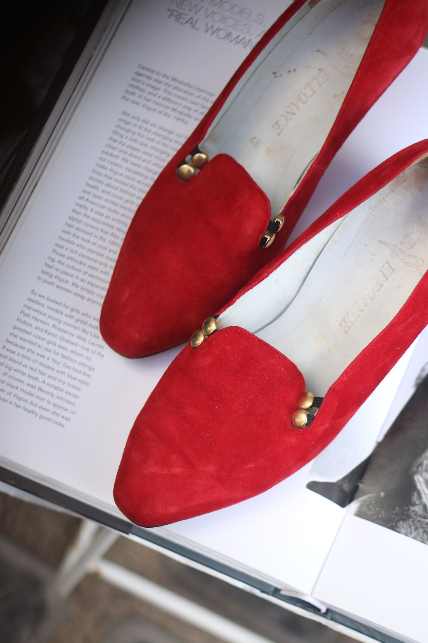 Vintage Red Elegance Leather Brogues Size 4.5 UK