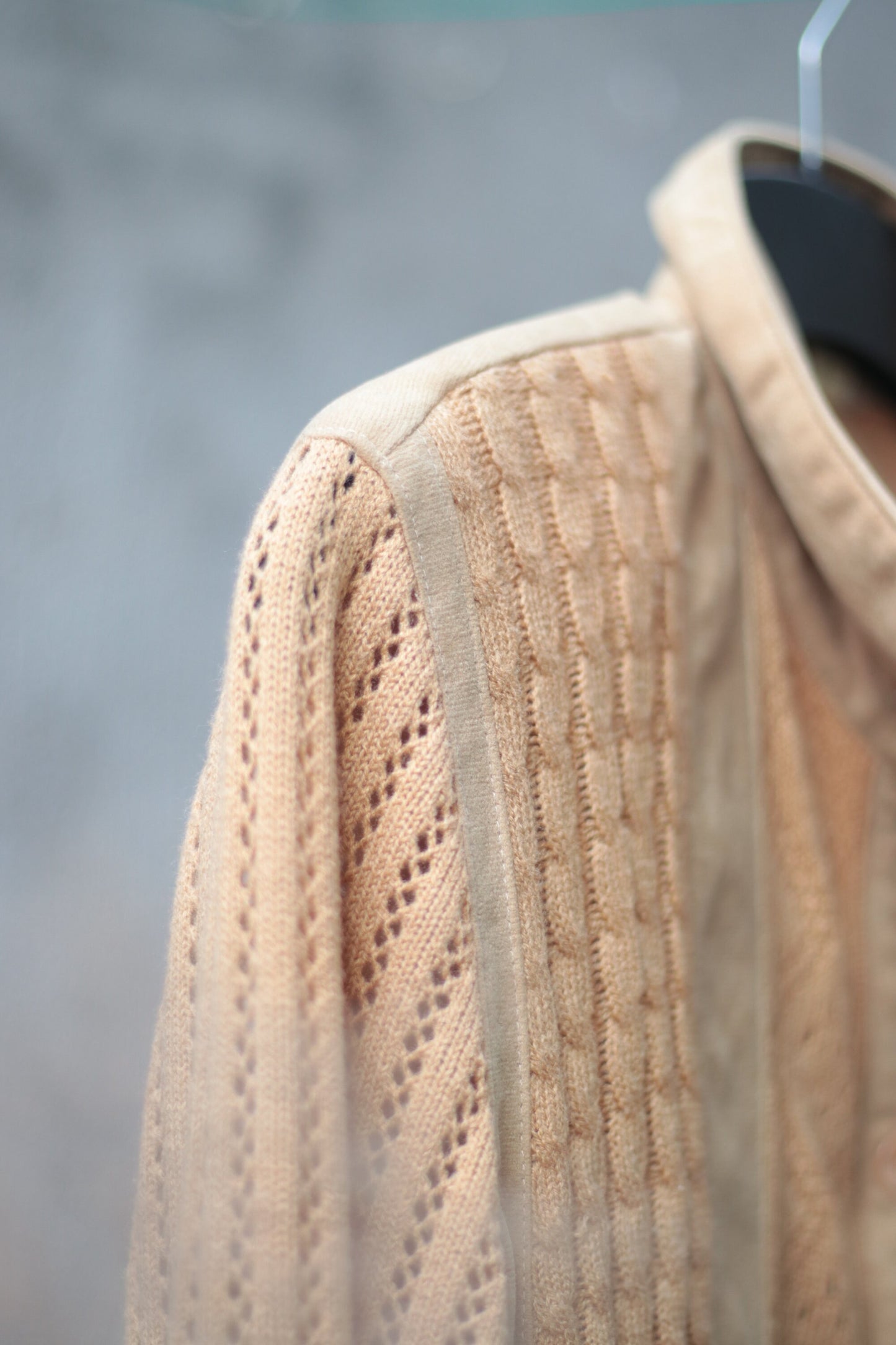 Vintage 70s Perforated Long Sleeved brown top| Minimalist blouse Capsule wardrobe
