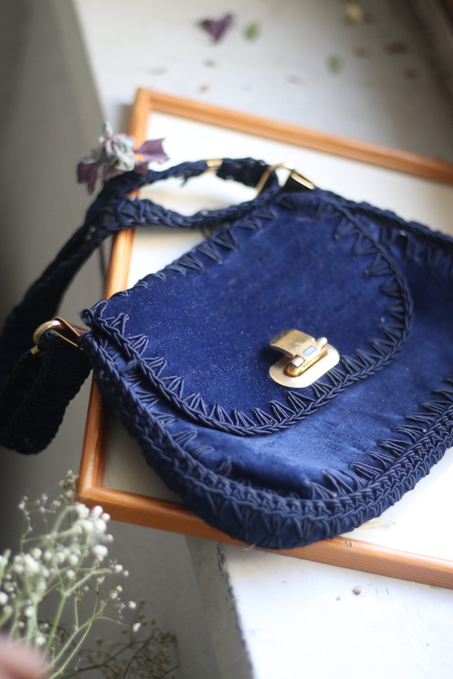 90s Blue Handbag| Vintage Blue Compact Evening Bag Made In Italy| Mini IT bag for evening