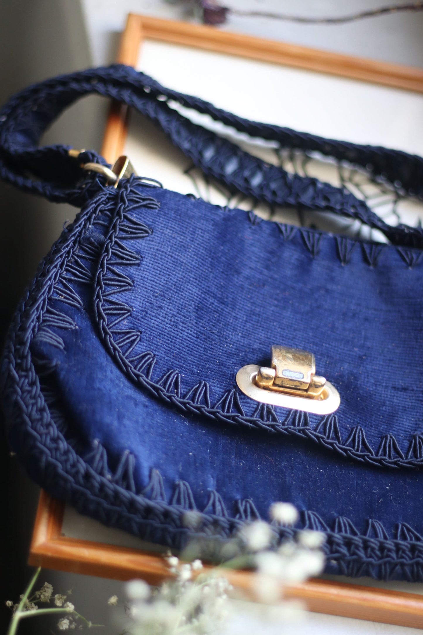 90s Blue Handbag| Vintage Blue Compact Evening Bag Made In Italy| Mini IT bag for evening