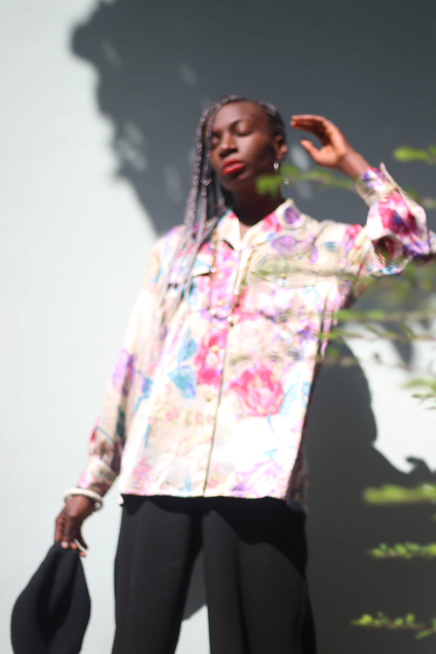 Vintage 90s Moschino Jeans Floral Print Blouse Elegant Chic Size S M