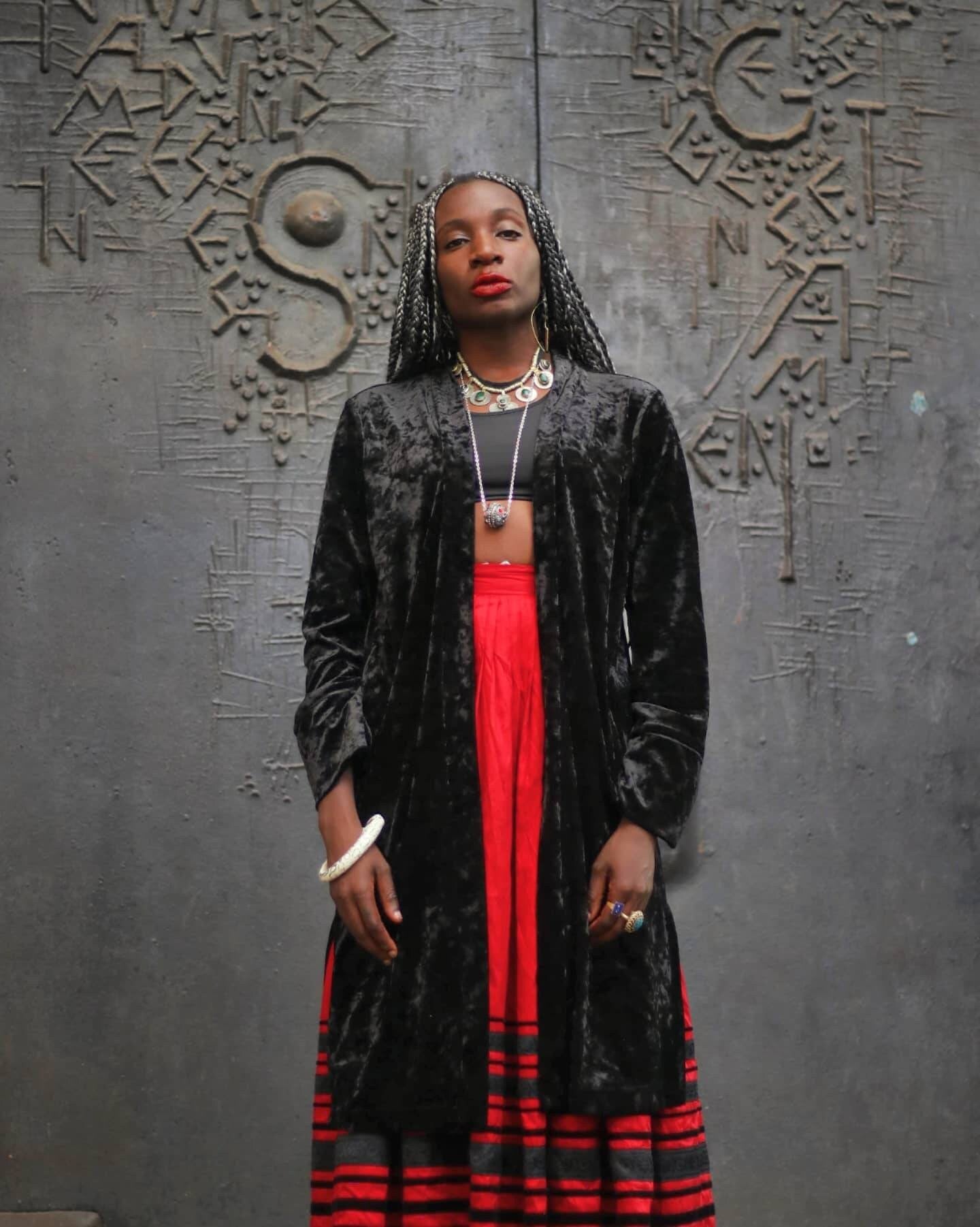80s Red Skirt with Black embroidered Lace details| Midi ankle length bohemian high-waisted skirt