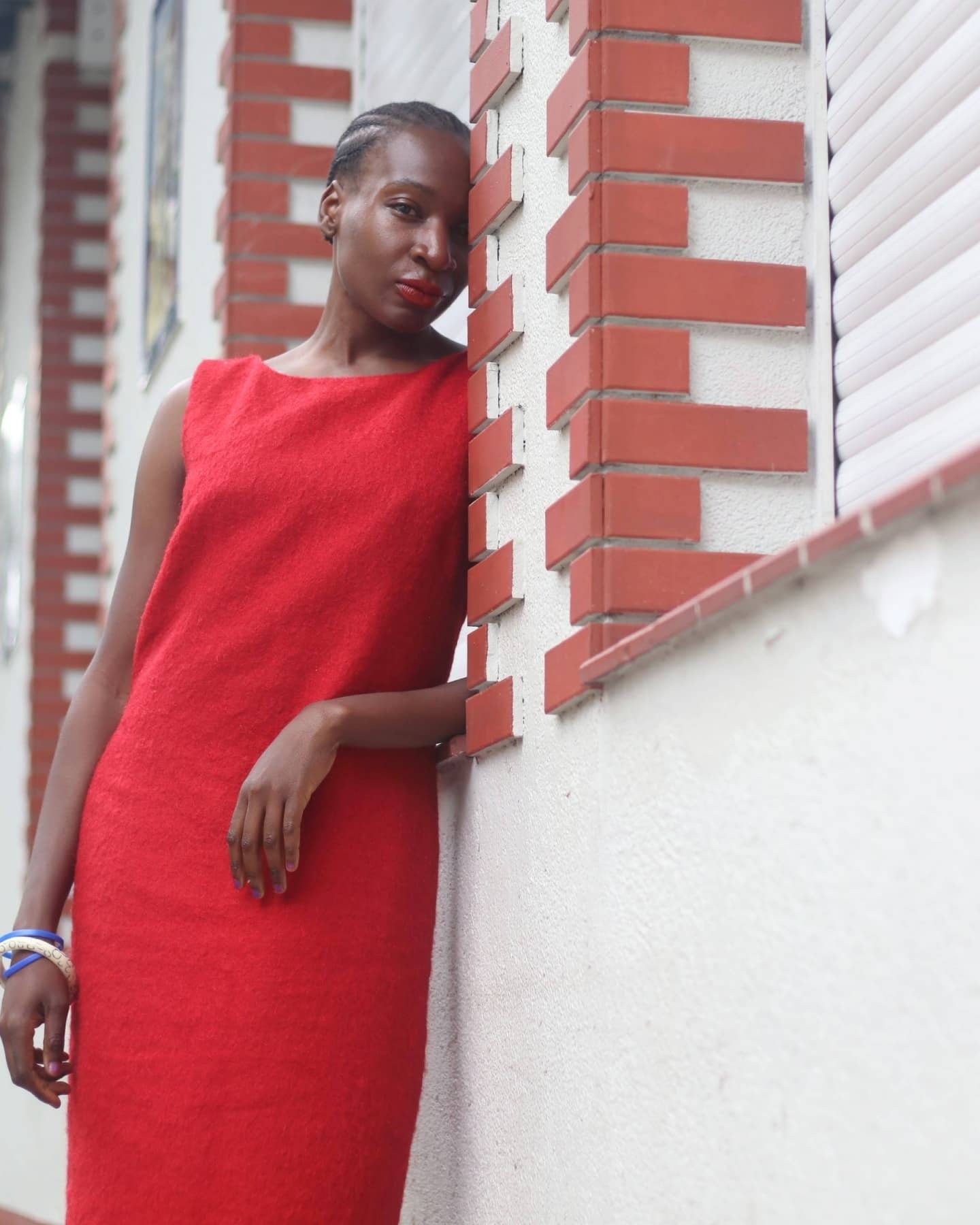 90s Atos Lomardini Red Mohair Blend Dress| Sleeveless Vintage Red Italian Made Dress| Minimalist Winter Frock