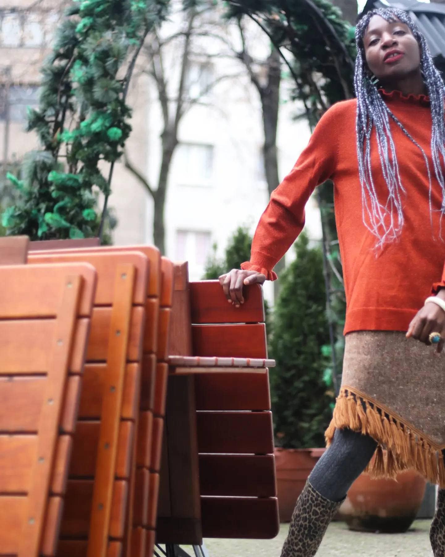 Handmade Skirt with Tassels| Vintage brown mini skirt wool blend mix