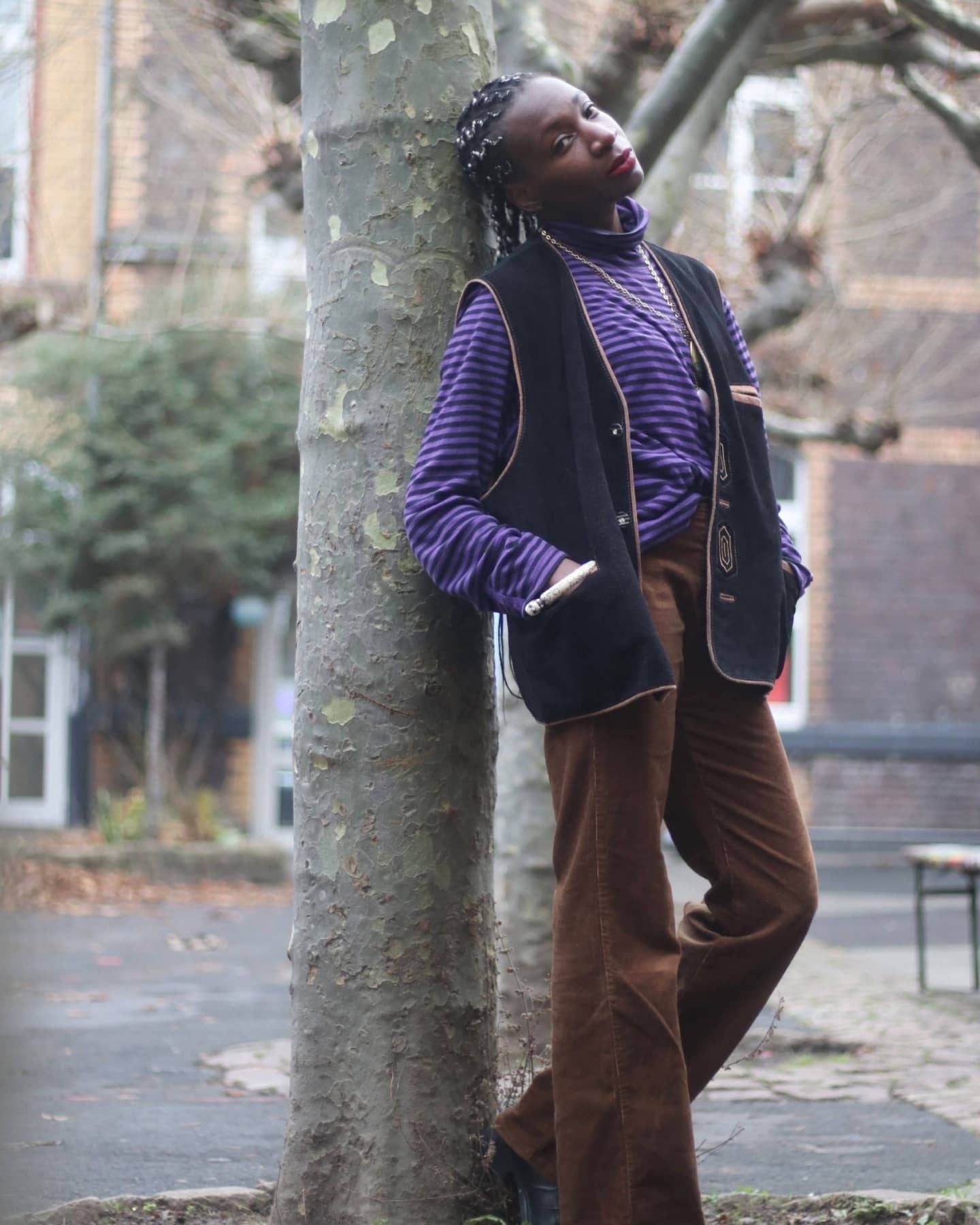 Vintage leather mix country chic vest | ke'ra ethno chic bohemian vest with abstract print