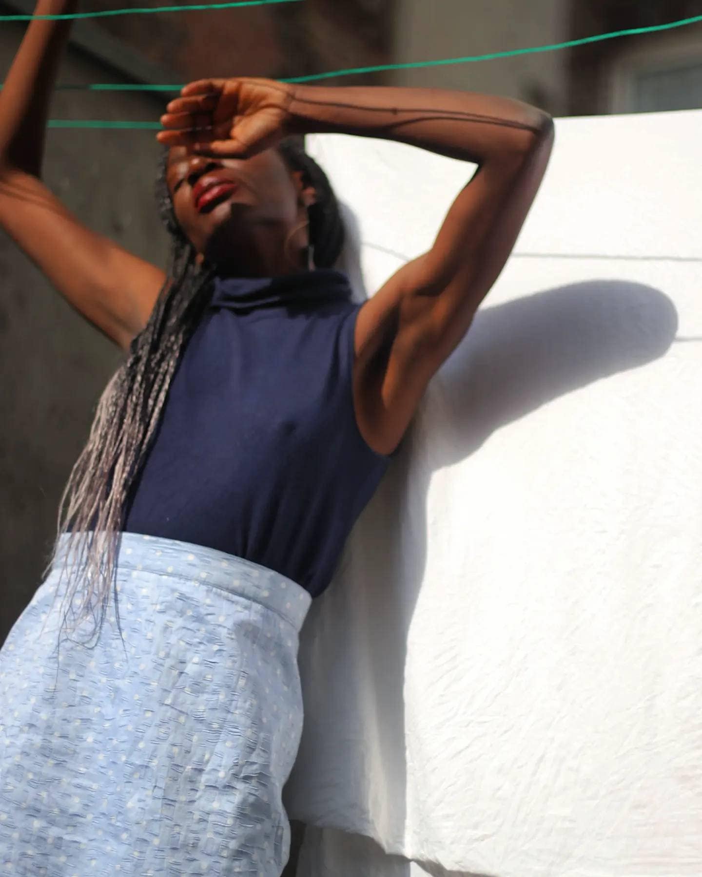 90s Polka dotted Knee length skirt in blue| Vintage baby blue skirt