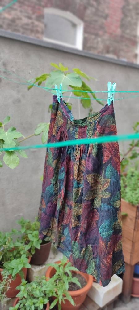 RABE 80s Wool blend Skirt | Vintage Floral Print Skirt