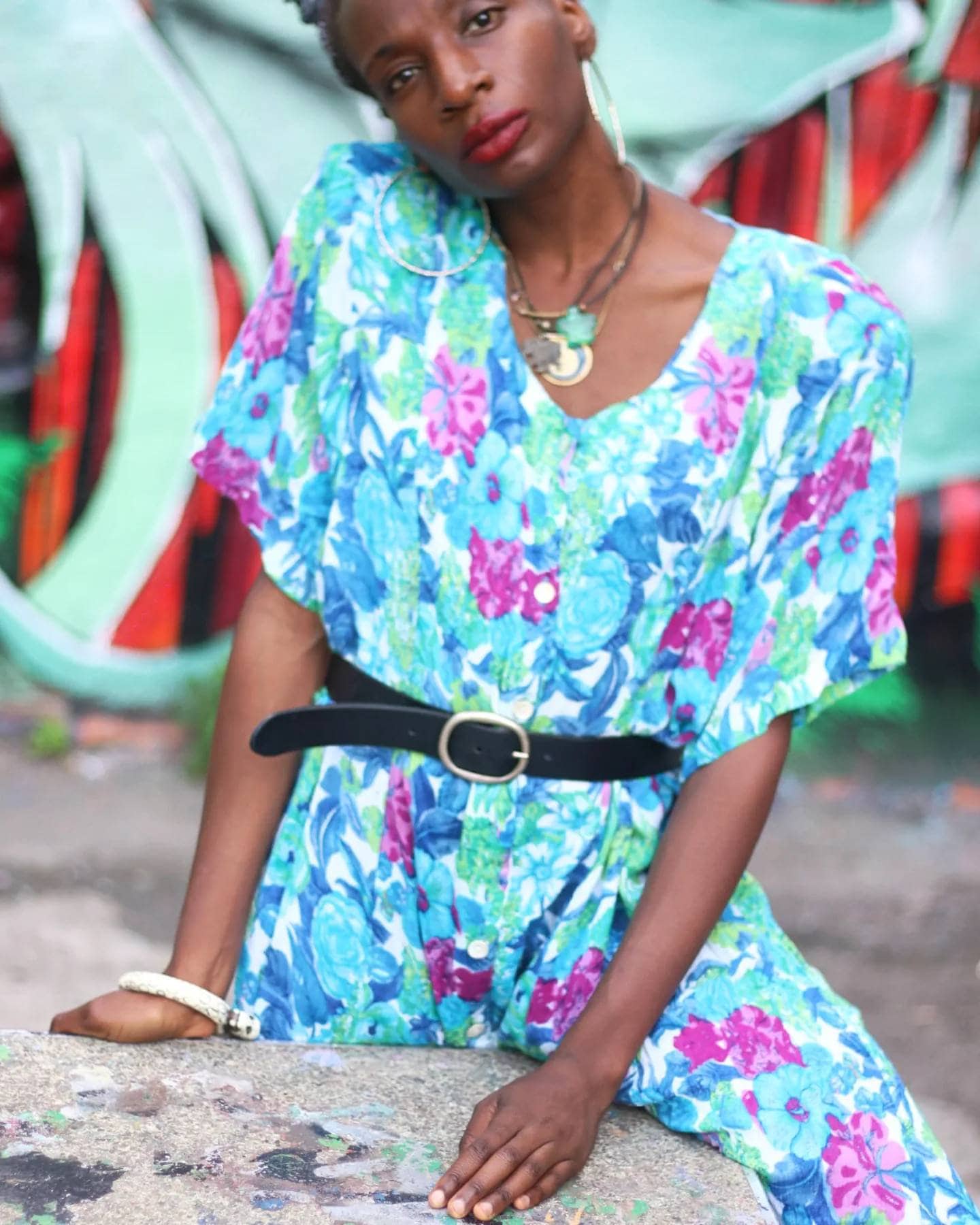 90s Floral Print Dress| Vintage Buttoned down Summer dress in blue