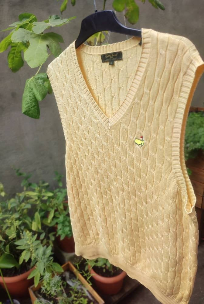 80s Bobby Jones Vest| Vintage Knitted Sweater Vest |Vintage Cable Knit Sleeveless Vest| Preppy Collegiate Vest | Vintage Unisex Vest