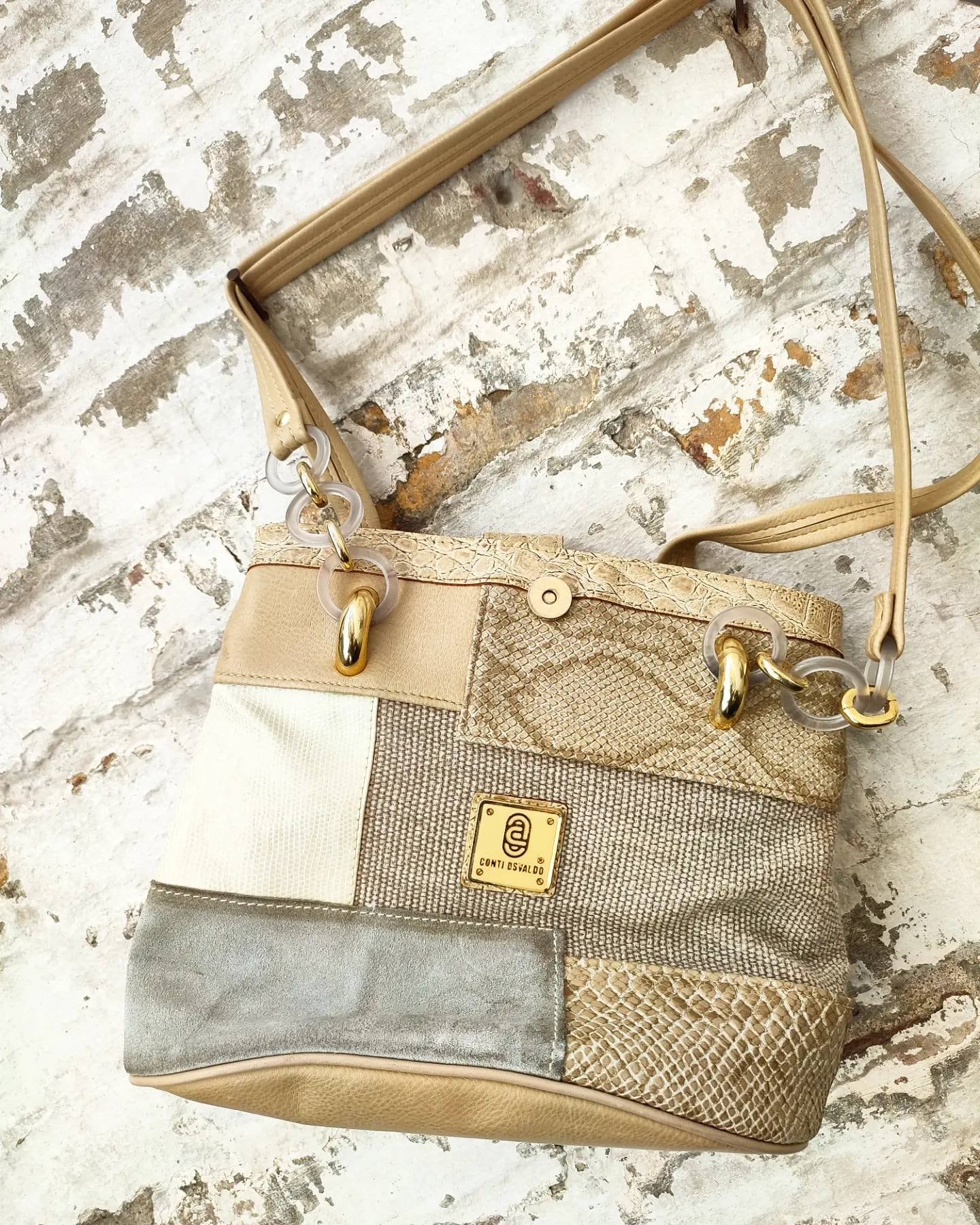 Vintage Conti Osvaldo Leather Bag | 80s brown statement shoulder bag