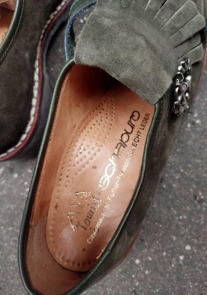 Vintage Schapuro brogues | Dapper suede green Oxford