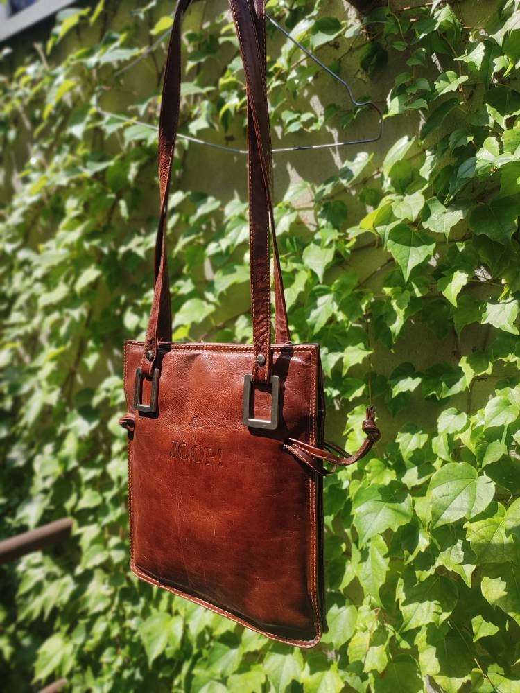 90s JOOP! Leather Bag| Vintage Brown handbag with statement details