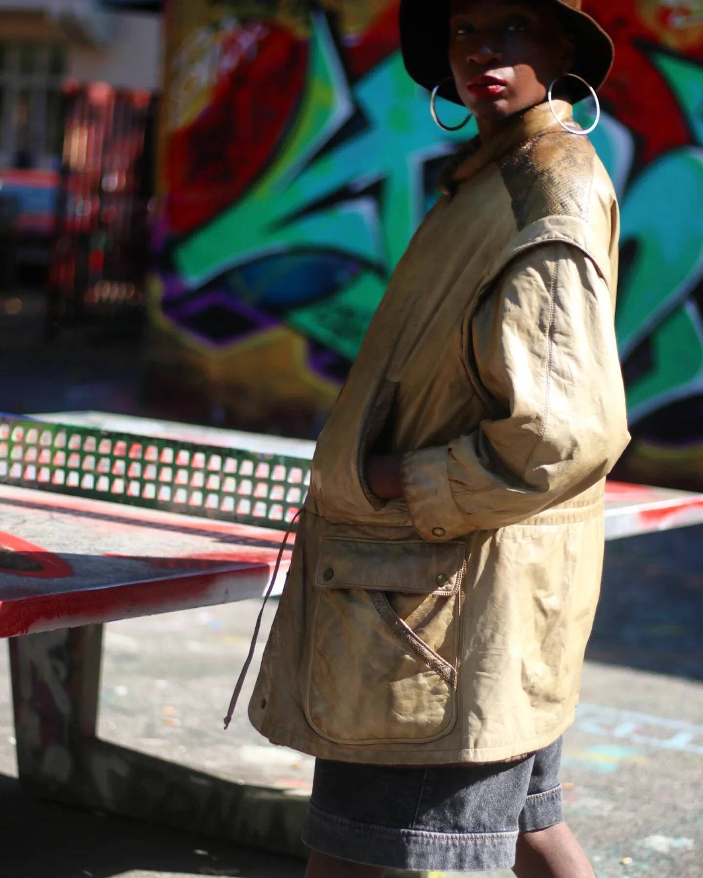 90s Leather Jacket with statement detail| Vintage Mid length Unisex Leather coat with textured lining| Women's Winter Coat