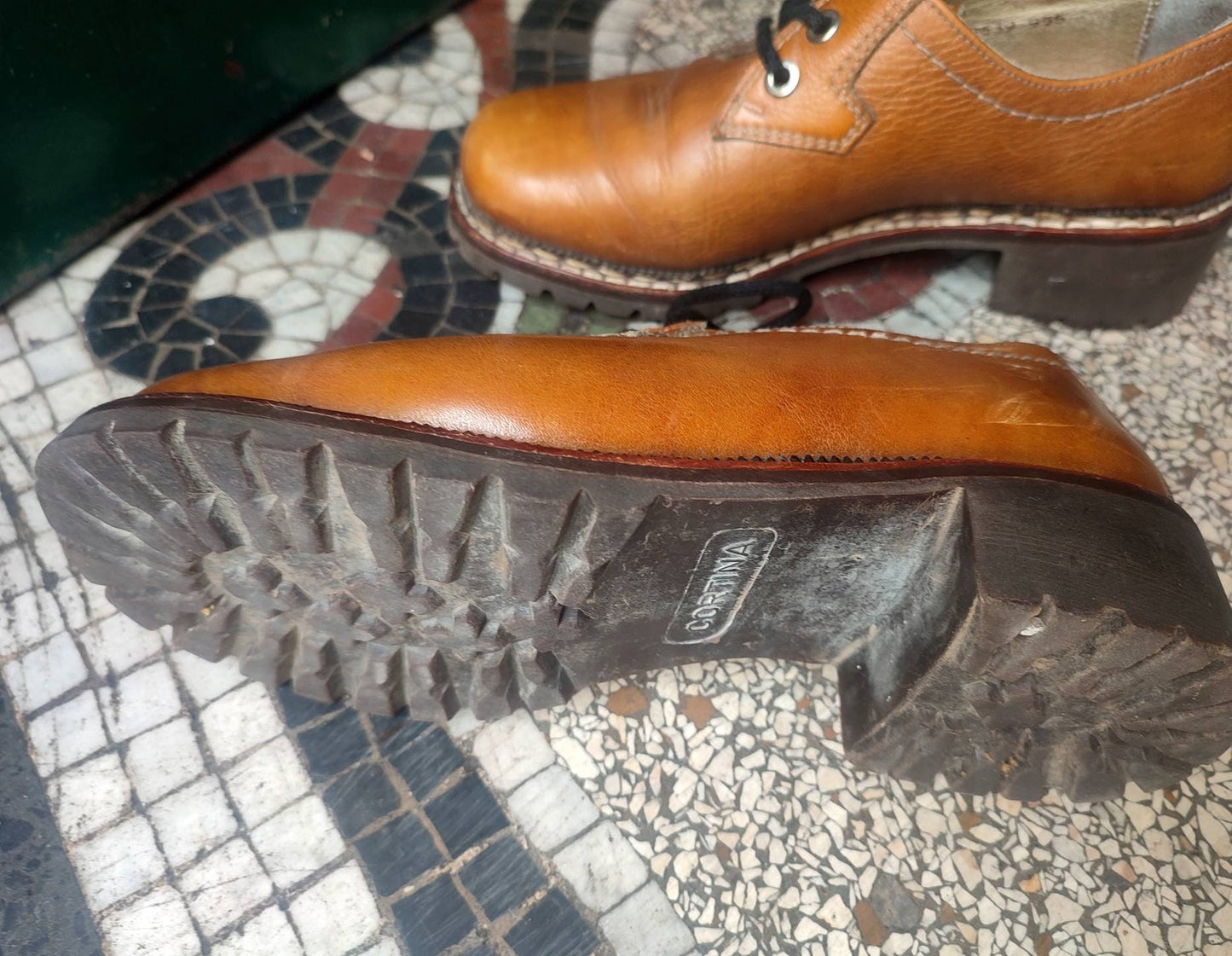 Vintage Höck Leather Shoe boots| Brown Preppy Winter Oxfords | Tanned Brogues Size 4.5 UK