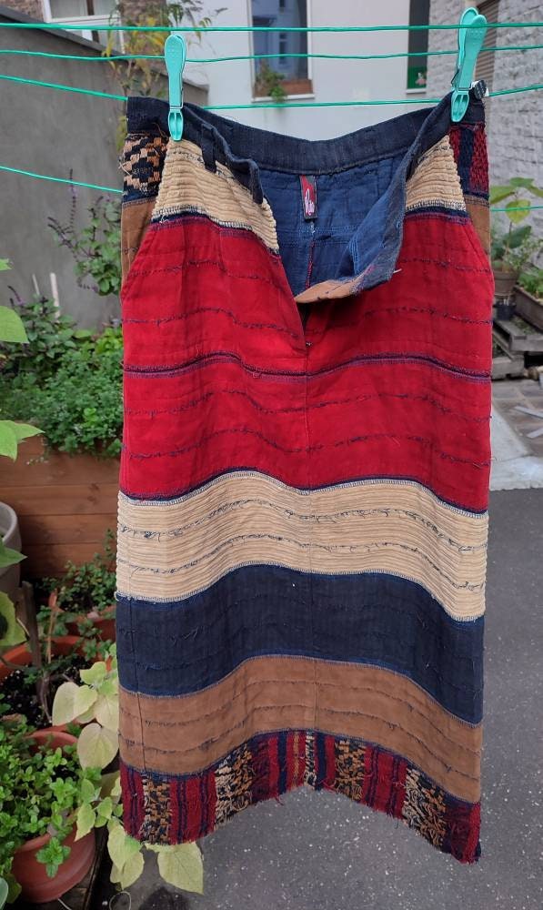 Vintage Bohemian Maxi Skirt | 90s Patchwork like Autumn design