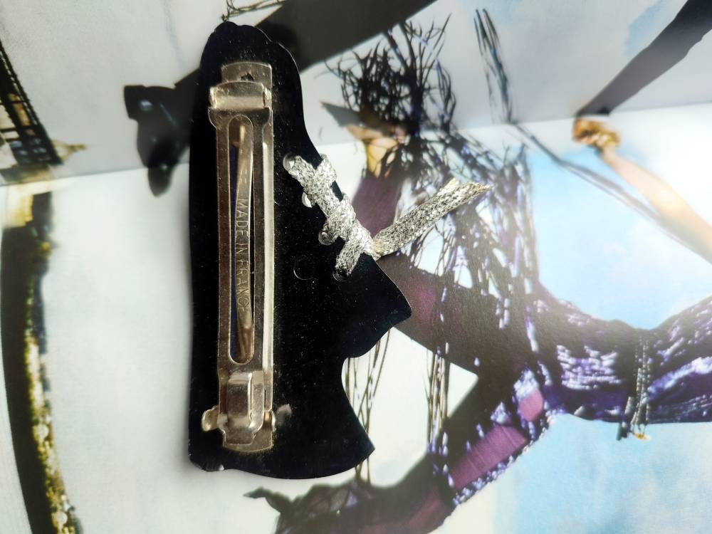 90s Quirky Hair Clip| Vintage Studded Hair Accessory with Shoe Motif | Made in France humorous hair clip