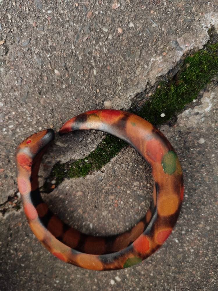 vintage wooden bracelet| Ethnic Snake motif bracelet in brown and red| Bohemian wooden jewellery