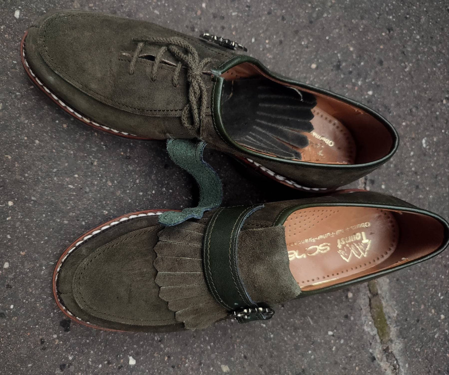 Vintage Schapuro brogues | Dapper suede green Oxford