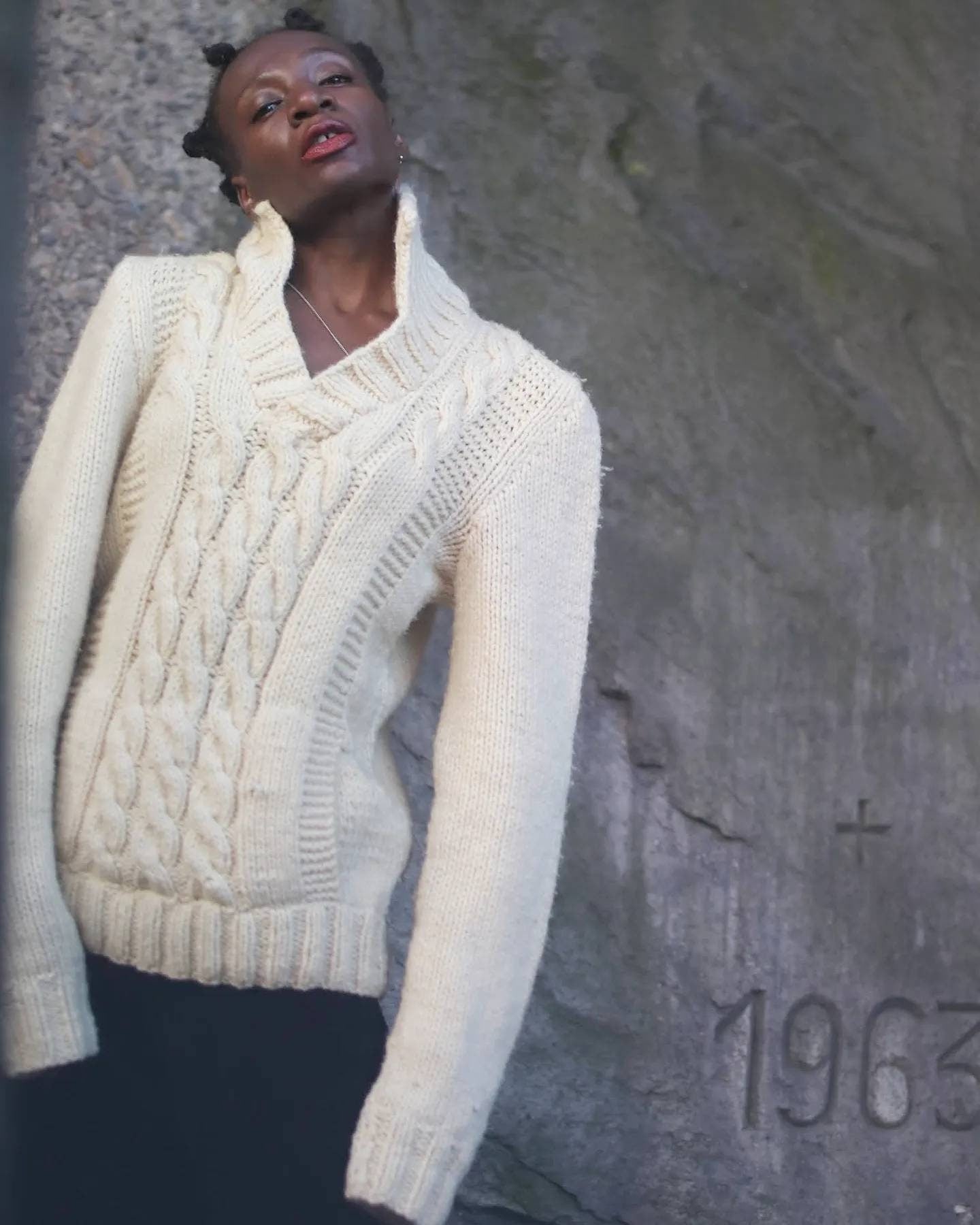 90s Hand Knitted Sweater | Vintage Chunky Collared Pullover