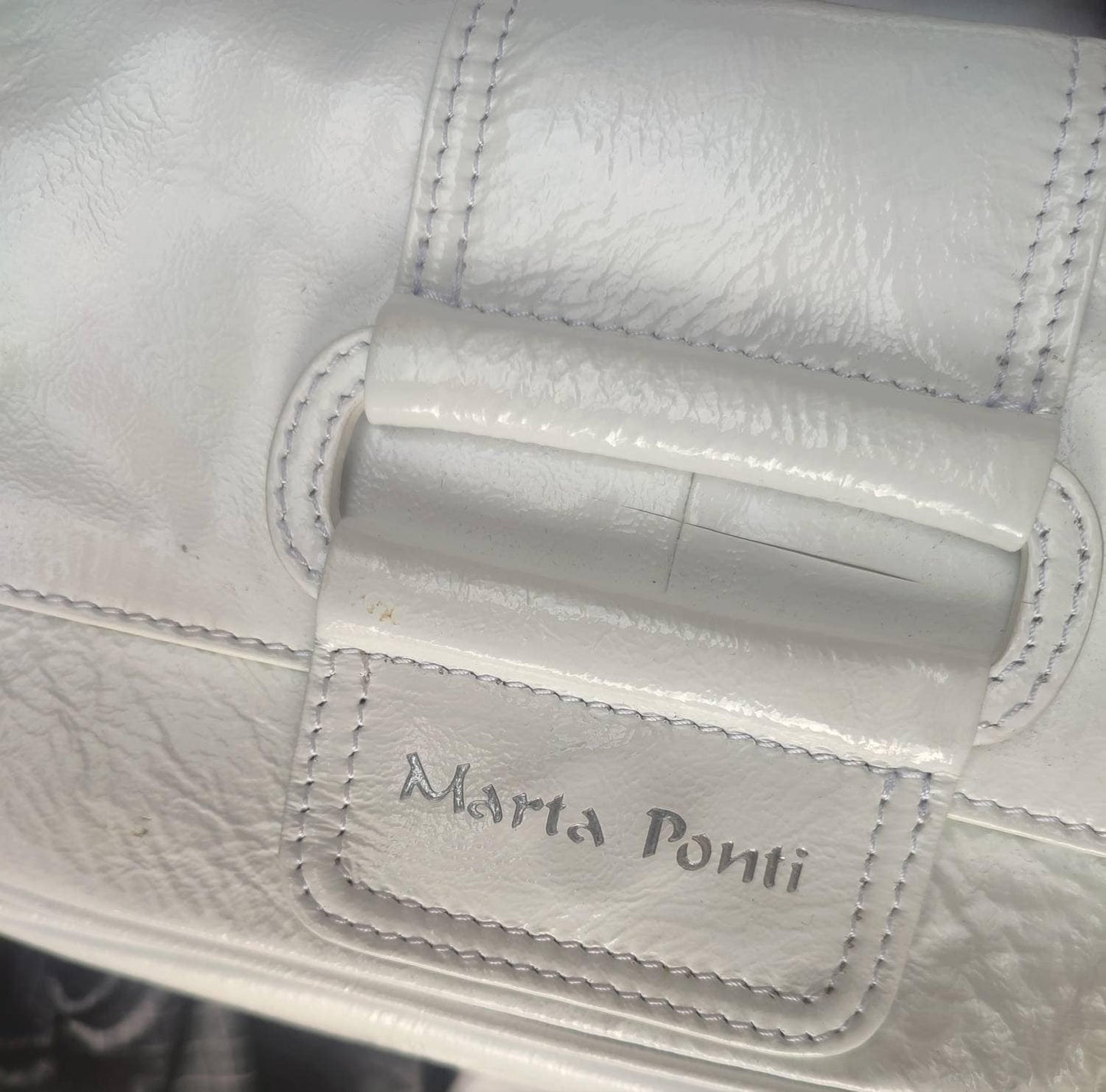 y2K Marta Ponti Bag| Vintage Leather compact Handbag in white| Mini shoulderbag streetstyle