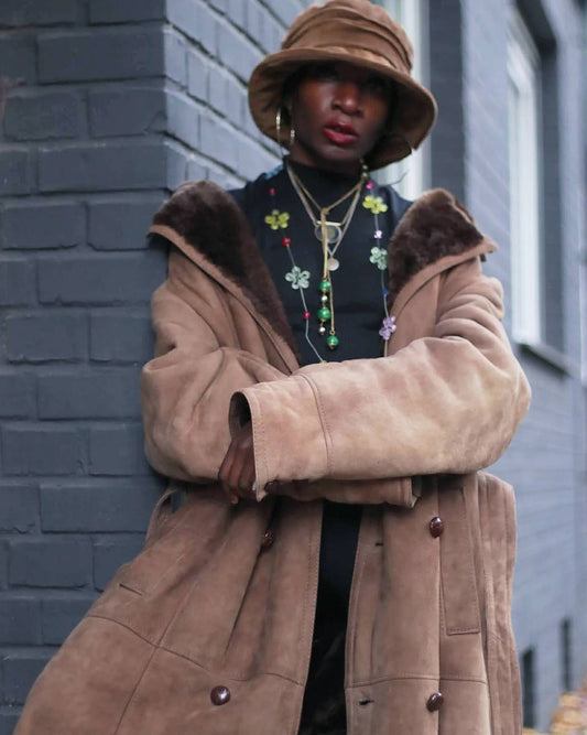 80's Rupp & Taureck couture Shearling Coat | Vintage long brown heavyweight winter jacket| Unisex Winter Coat| Men's Winter Coat