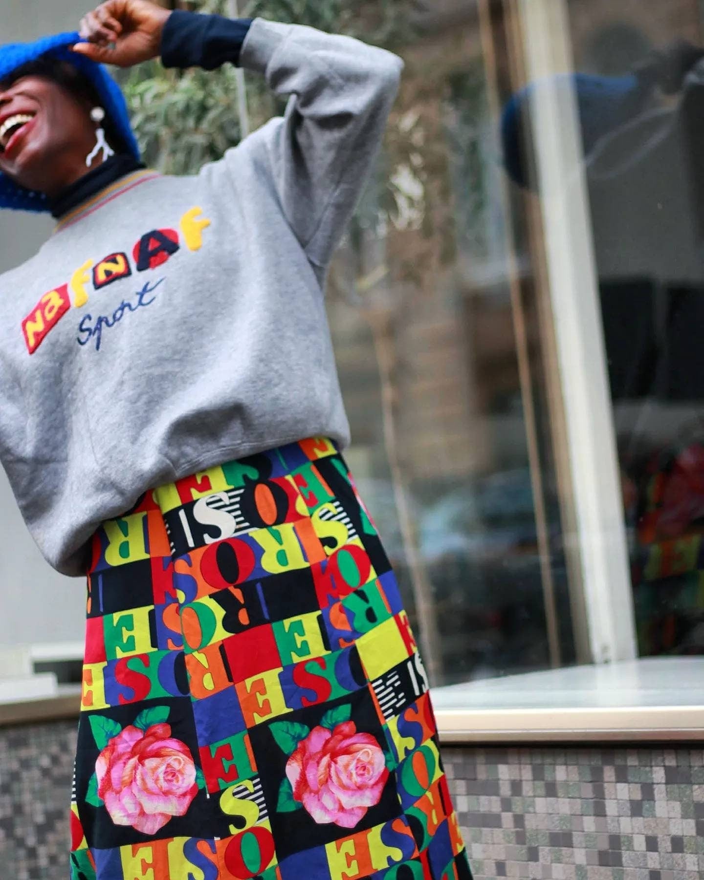 80s bold printed multicolored skirt| logomania vintage bold skirt in red, yellow and black