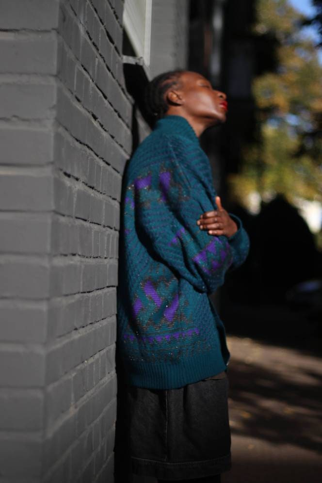 Vintage Purple and Blue oversized cardigan| Granddad inspired Sweater