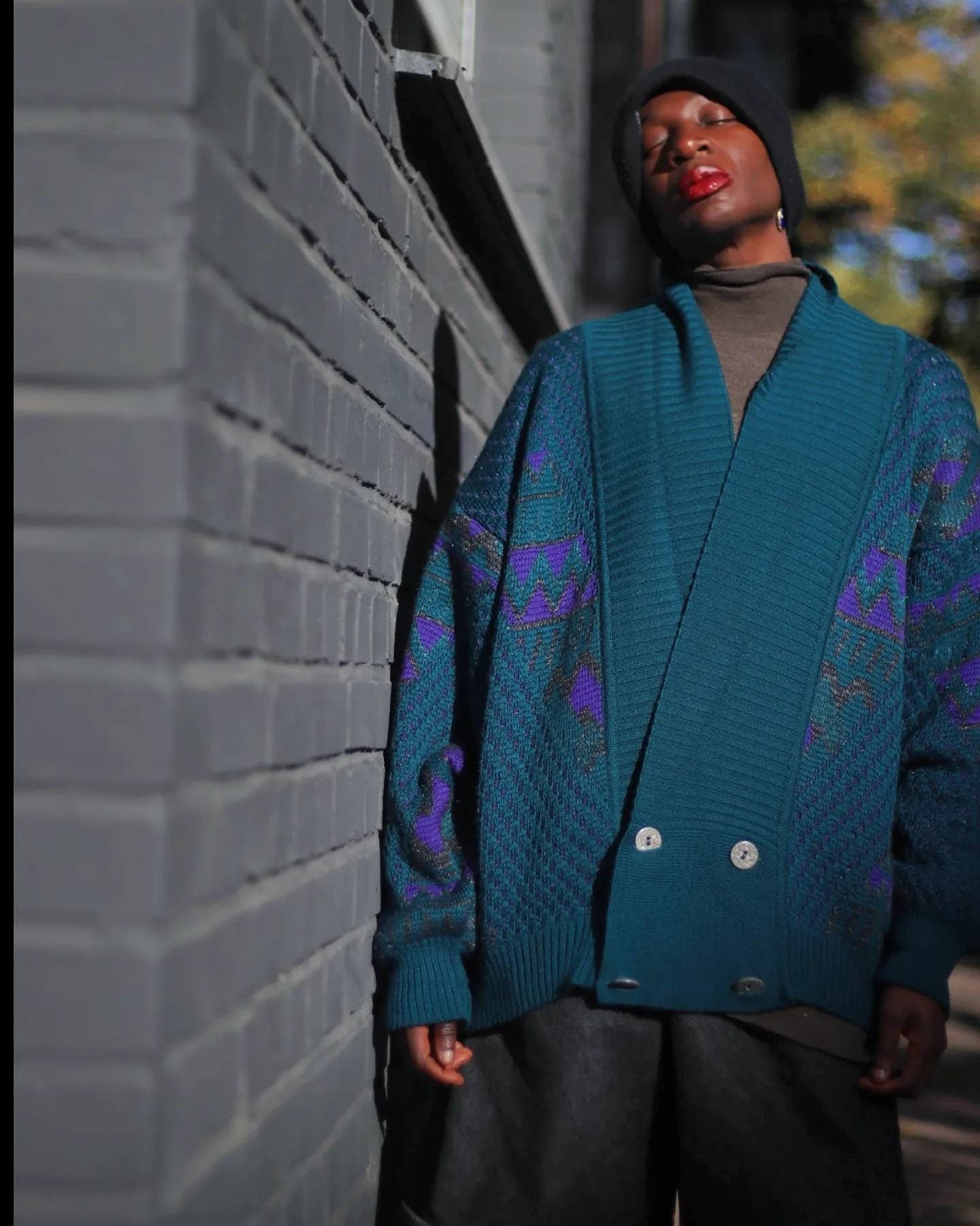Vintage Purple and Blue oversized cardigan| Granddad inspired Sweater