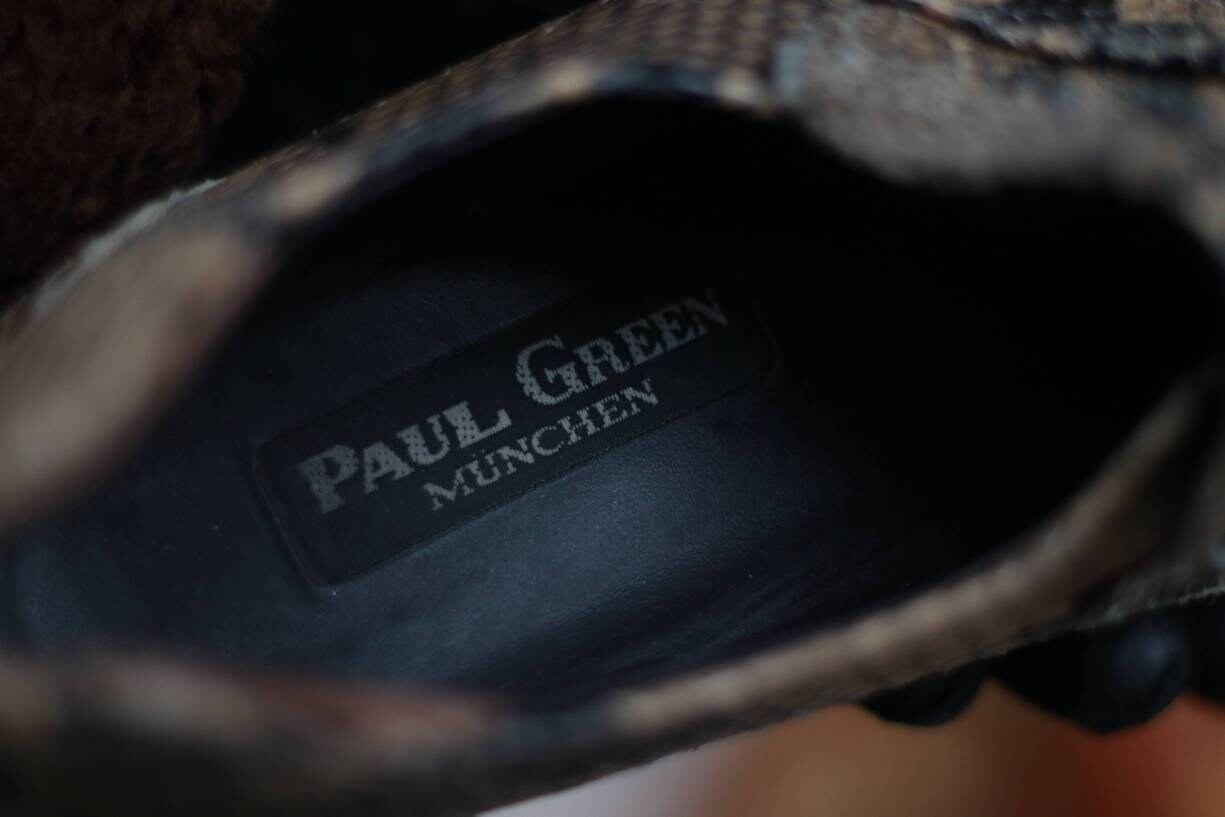 Vintage Paul Green animal print loafers| Brown faux exotic skin Slip ins