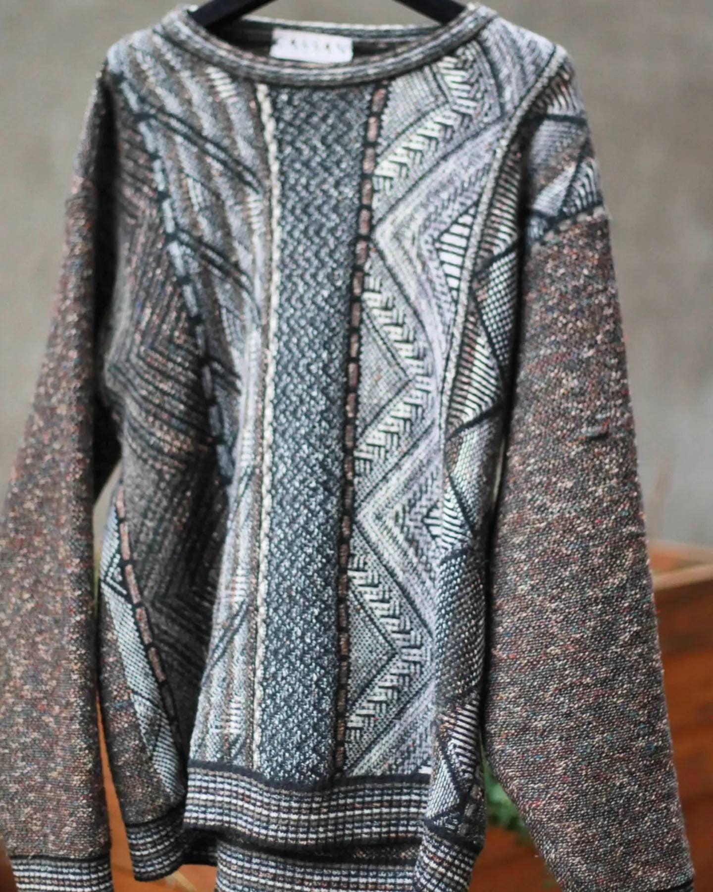 90s Cassan by Bueckle Crazy Pattern Sweater | Vintage Brown and Grey Hipster Sweater