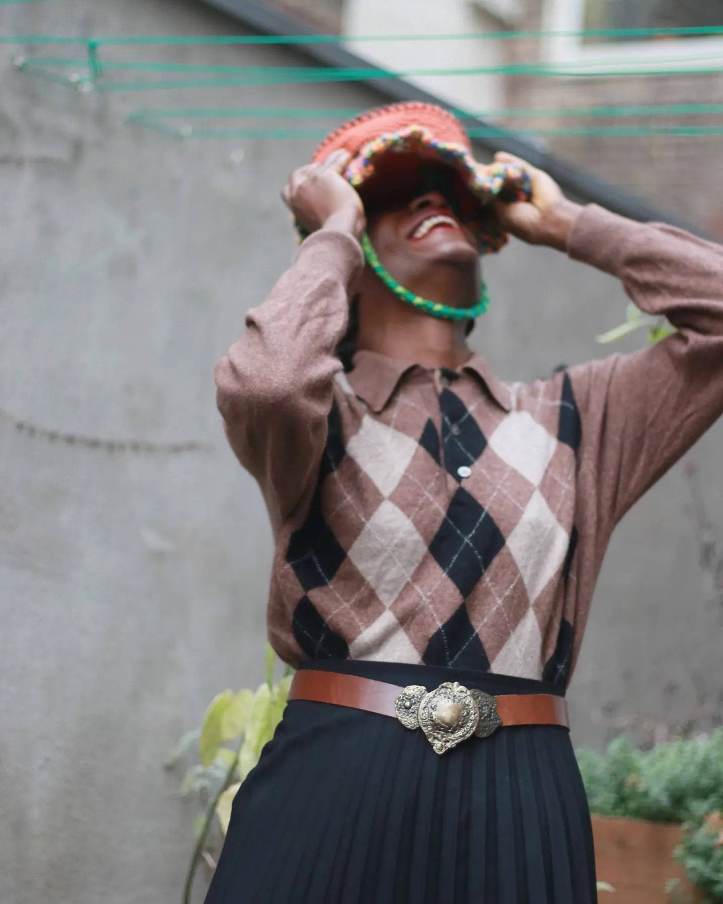 90s Luxurious Sweater | Vintage Preppy Chic Diamond Print long sleeved jumper| Capsule wardrobe brown long sleeved sweater