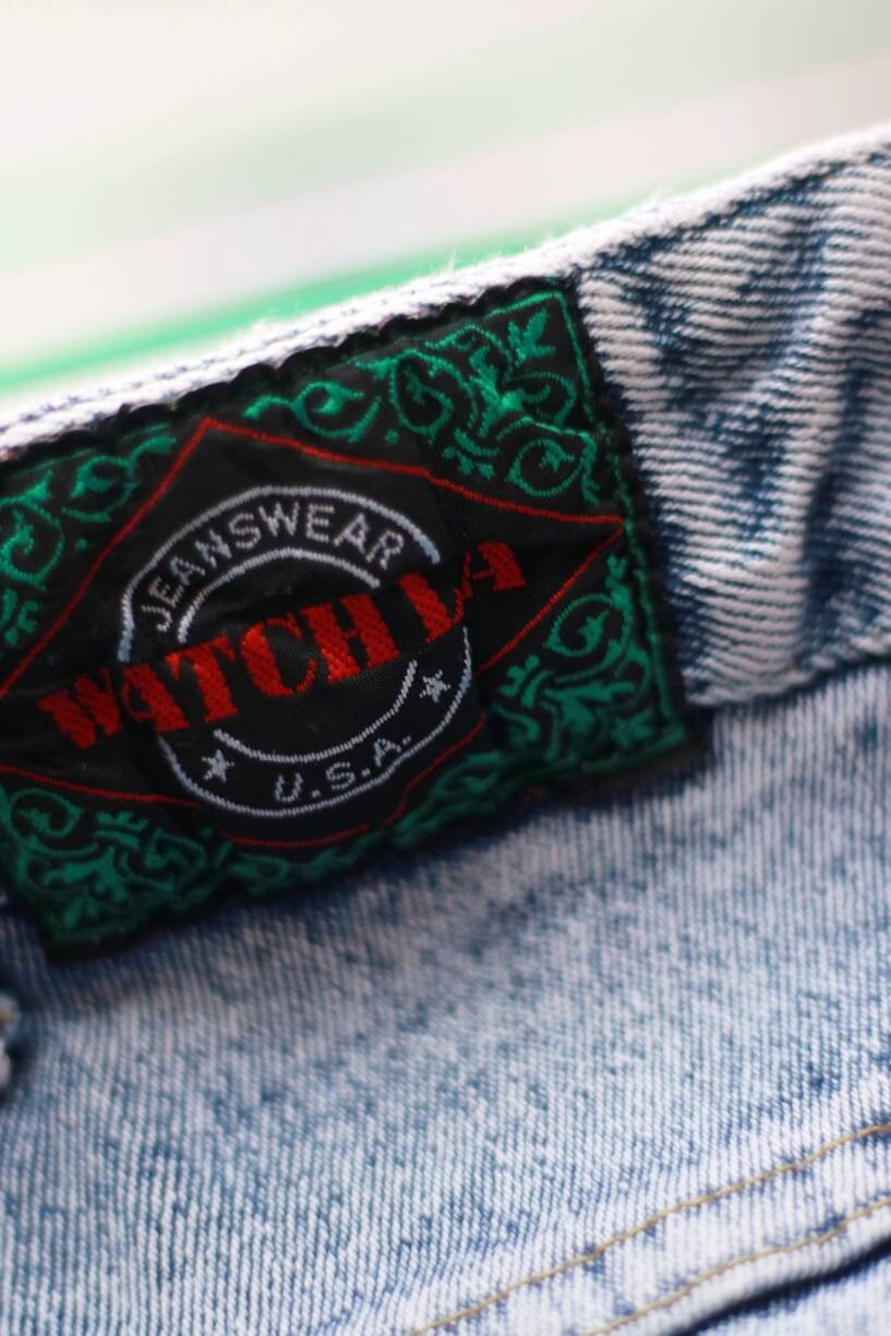Vintage Watch LA. Denim | Reworked 90s blue jeans with statements patches| Unique Streetwear Design