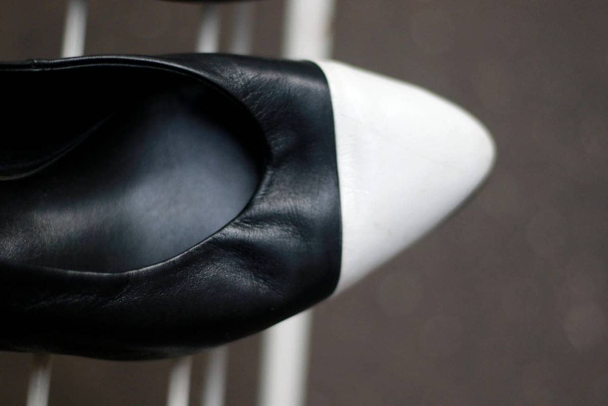80s Classic Monochrome Pumps | Vintage navy and white heels