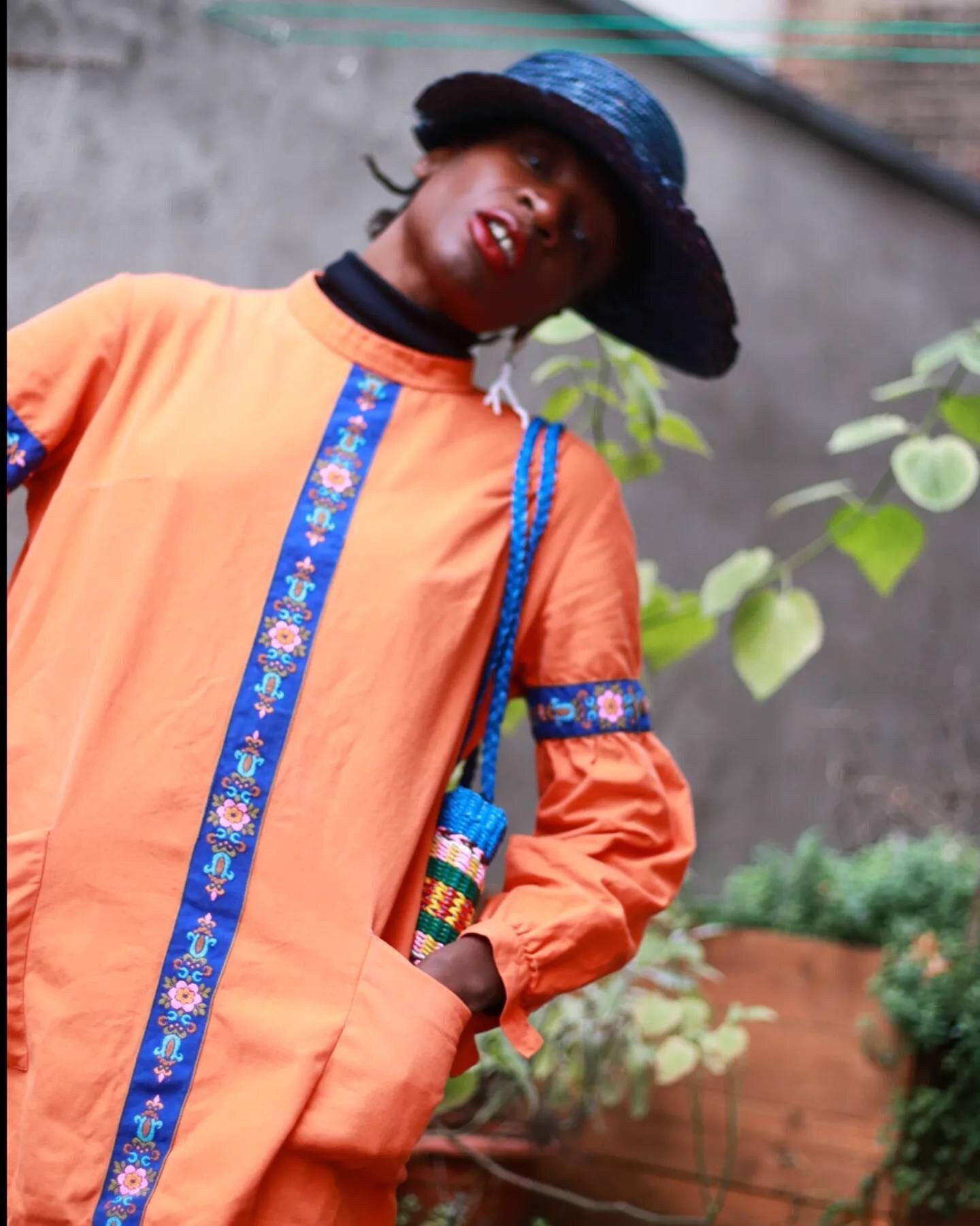 Vintage Handmade Shirt | 70s Bohemian Chic Orange Long sleeved Blouse
