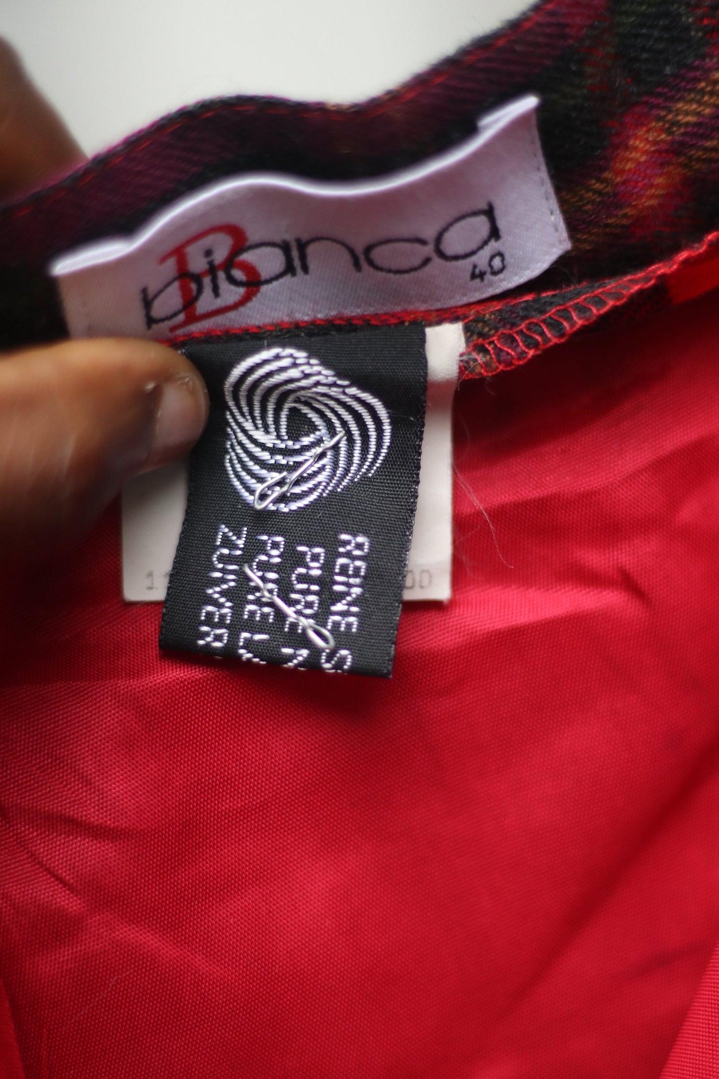 80s Bianca Wool Skirt| Vintage red and black pleated checkered skirt | Preppy plaid over the knee design