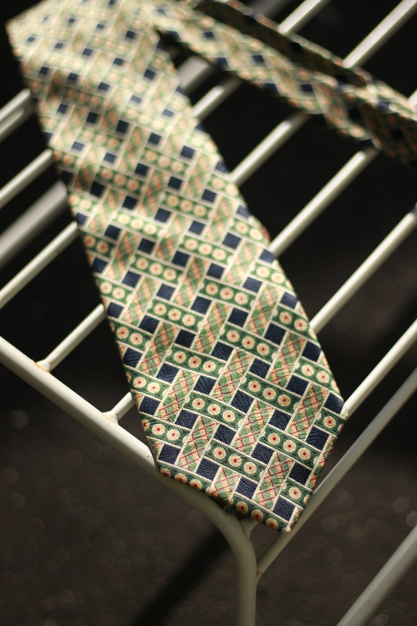 90s Carlo Cardini Green Tie Vintage silk tie| 90s geometric tie