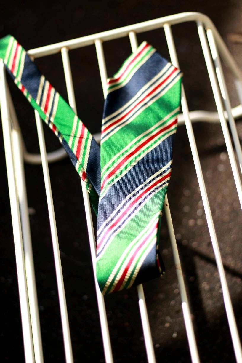 Vintage Bally Silk Tie | Striped tie in green, blue and red| Classic suit neck tie
