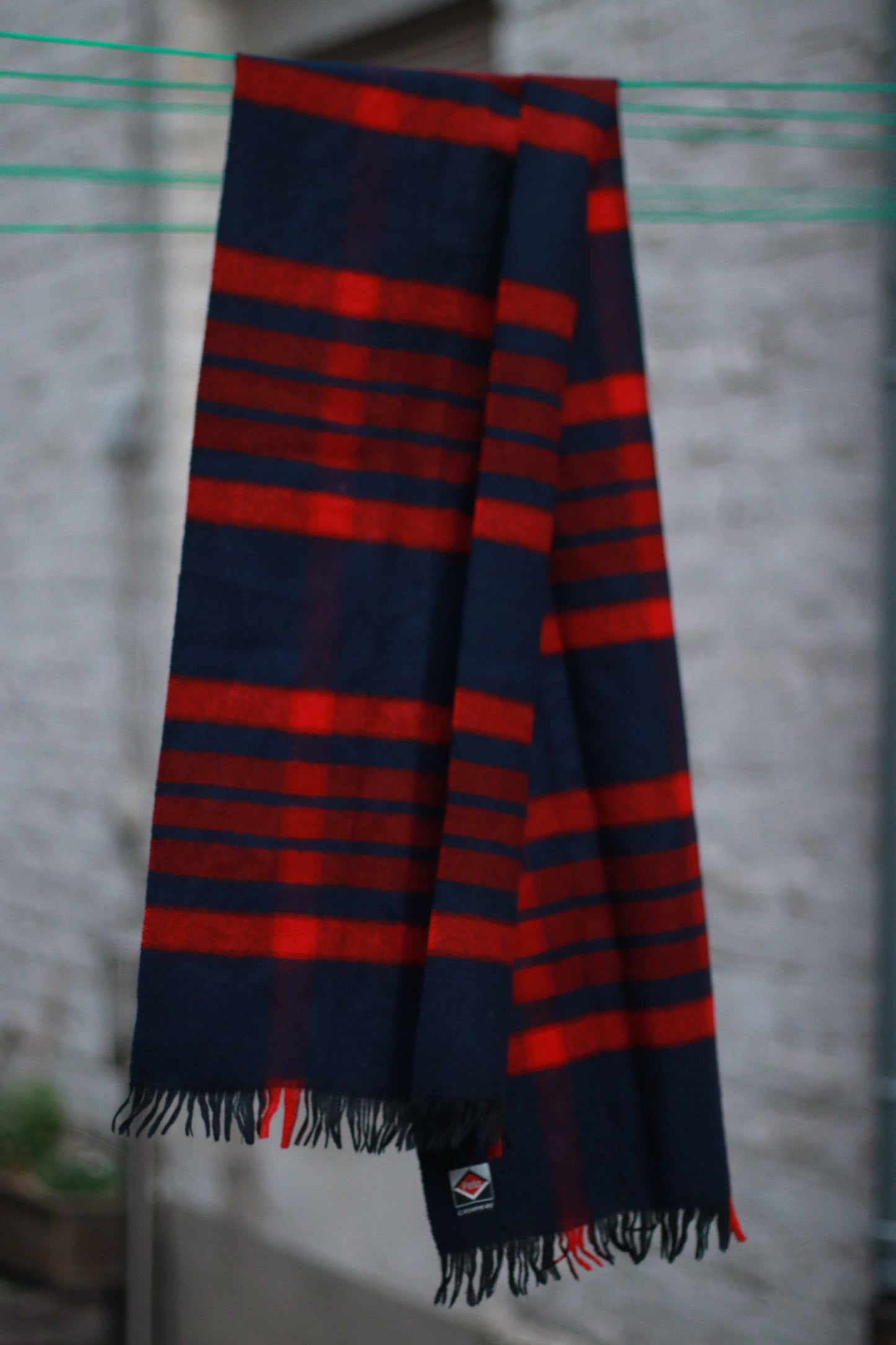 90s Red Scarf|Vintage minimalist winter scarf| Red and Black Checkered winter accessory