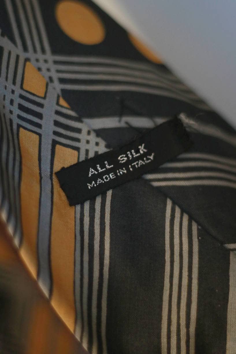 Vintage Polka dotted silk tie| 90s made in Italy whimsical yellow and black necktie
