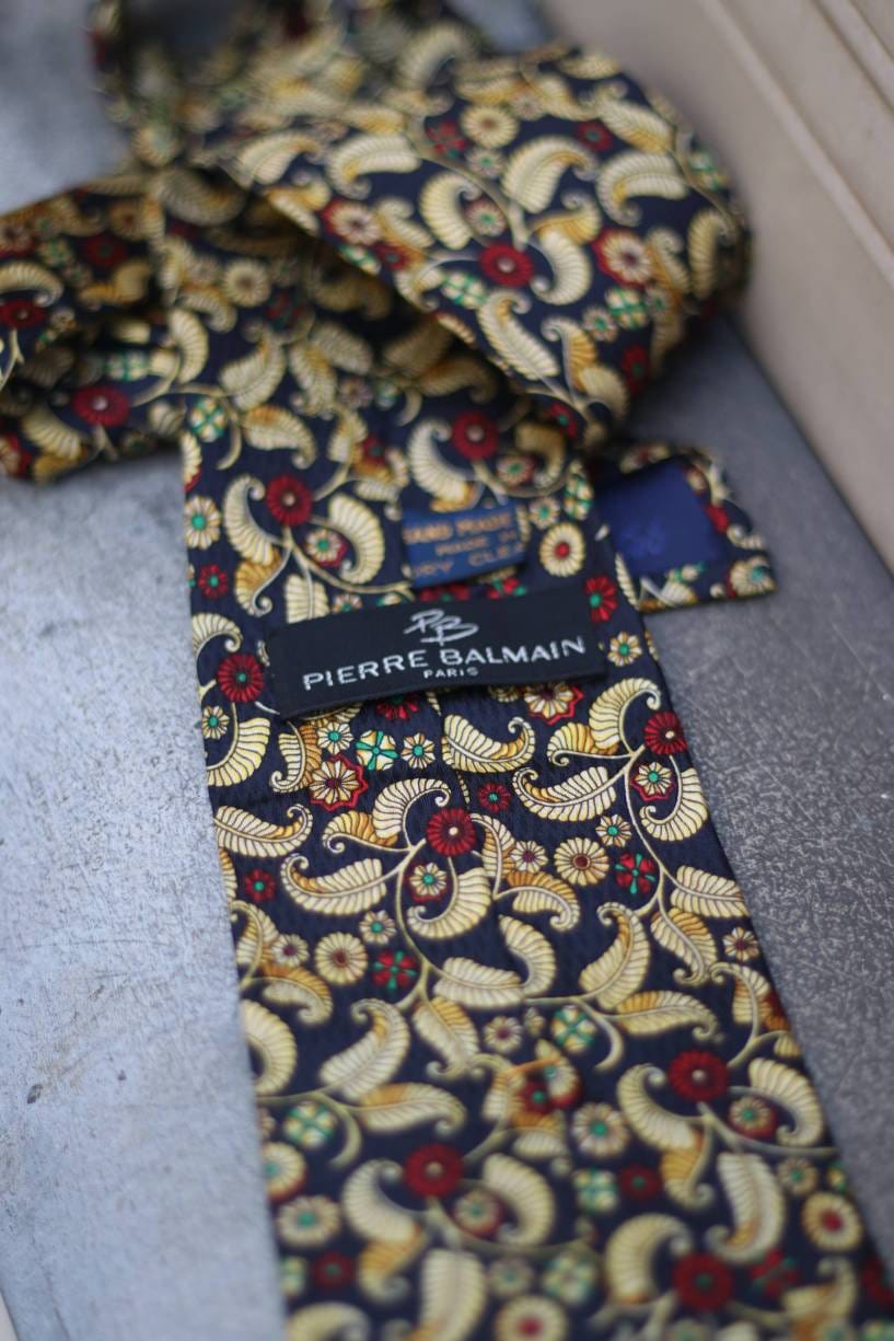 Vintage Pierre Balmain Silk Tie| Abstract Print Handmade Designer Tie